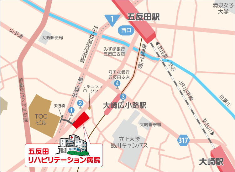 五反田リハビリテーション病院周辺地図